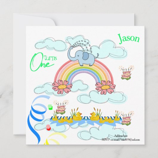 Einladung zum ersten Geburtstag von Kindern (Vorderseite)