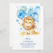 Einladung zum ersten Geburtstag von Lion (Vorne/Hinten)