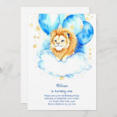 Einladung zum ersten Geburtstag von Lion (Vorne/Hinten)