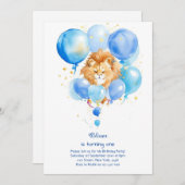 Einladung zum ersten Geburtstag von Lion (Vorne/Hinten)
