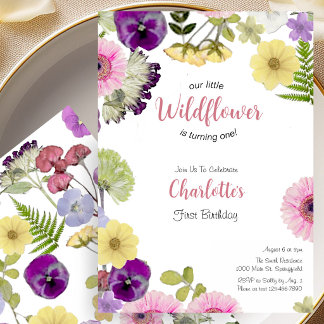 Einladung zum ersten Geburtstag von Little Wildflo