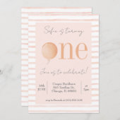 Einladung zum ersten Geburtstag von Pink (Vorne/Hinten)