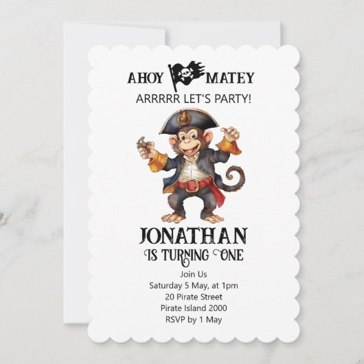 Einladung zum ersten Geburtstag von Pirate (Vorderseite)