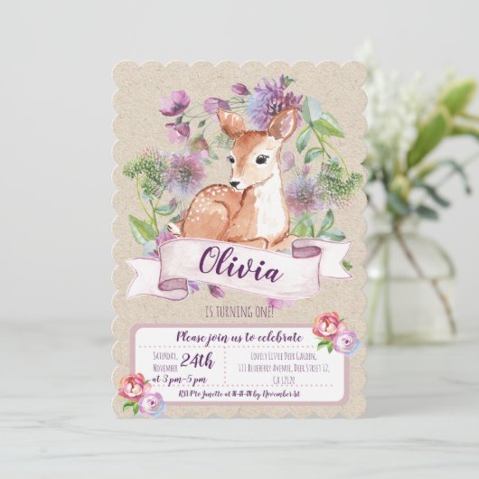 Einladung zum ersten Geburtstag von Waldland (Stehend Vorderseite)