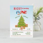 Einladung zum ersten Geburtstag von Weihnachtsbaum (Stehend Vorderseite)