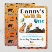 Einladung zum ersten Geburtstag - Wilde Tiere (Vorne/Hinten)