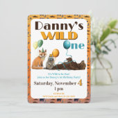 Einladung zum ersten Geburtstag - Wilde Tiere (Stehend Vorderseite)