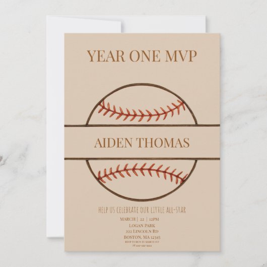 Einladung zum ersten Geburtstag Year One MVP Baseb (Vorderseite)