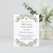 Einladung zum ersten Kommunallavender violett (Stehend Vorderseite)