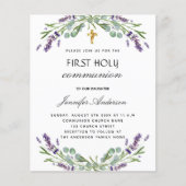 Einladung zum ersten Kommunallavender violett (Vorderseite)