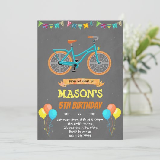 Einladung zum Fahrradgeburtstag (Stehend Vorderseite)