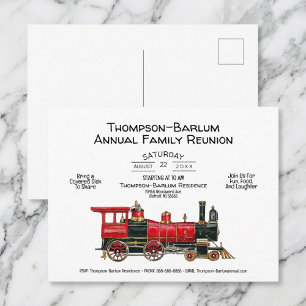 Einladung zum Familientreffen Roter Zug Postkarte