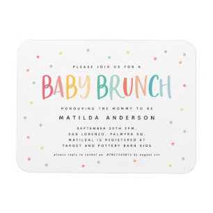 Einladung zum farbenfrohen Regenbogen-Baby-Brunch Magnet