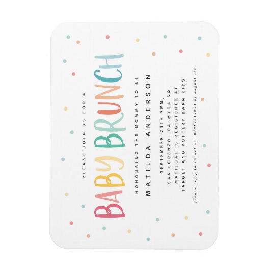 Einladung zum farbenfrohen Regenbogen-Baby-Brunch Magnet (Vertikal)