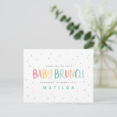 Einladung zum farbenfrohen Regenbogen-Baby-Brunch Postkarte (Stehend Vorderseite)