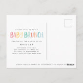 Einladung zum farbenfrohen Regenbogen-Baby-Brunch Postkarte (Rückseite)