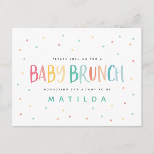 Einladung zum farbenfrohen Regenbogen-Baby-Brunch Postkarte