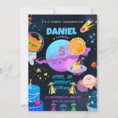 Einladung zum farbenfrohen Schwarzen Weltraum (Vorderseite)