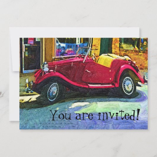 Einladung zum Festen mit klassischem Auto (Vorderseite)