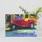 Einladung zum Festen mit klassischem Auto (Stehend Vorderseite)
