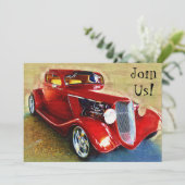 Einladung zum Festen mit klassischem Auto (Stehend Vorderseite)