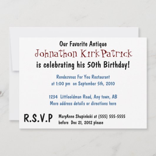 Einladung zum Festen mit klassischem Auto (Rückseite)