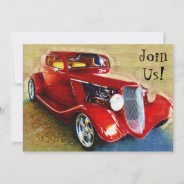 Einladung zum Festen mit klassischem Auto