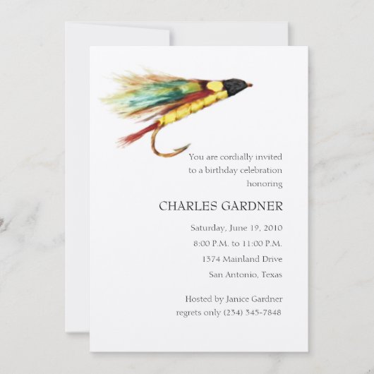 Einladung zum Fliegenfischen am Geburtstag (Vorderseite)