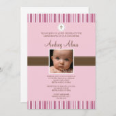 Einladung zum Foto "Christening Pink Stripe" - Mäd (Vorne/Hinten)