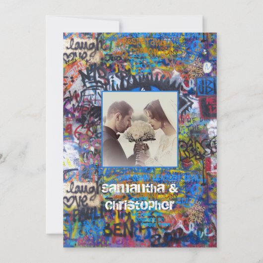 Einladung zum Foto der Hochzeit von Graffiti (Rückseite)