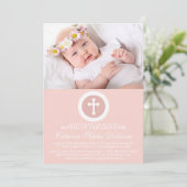 Einladung zum Foto der Taufe Rosa und Weiß (Stehend Vorderseite)