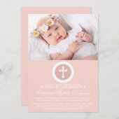 Einladung zum Foto der Taufe Rosa und Weiß (Vorne/Hinten)