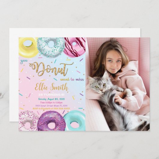 Einladung zum Foto der Wasserfarbe Donut (Vorne/Hinten)