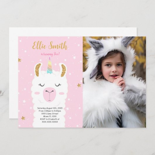 Einladung zum Foto des Aquarelllamas (Vorne/Hinten)