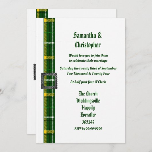 Einladung zum Foto einer Hochzeit mit grünem Tarta (Vorne/Hinten)