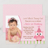 Einladung zum Foto für Mädchen zum 1. Geburtstag (Vorne/Hinten)