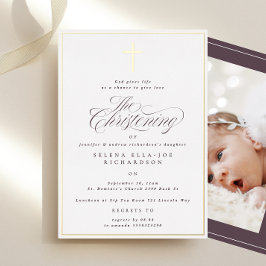 Einladung zum Foto "Gold Frame Cross Christening"