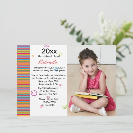 Einladung zum Foto im farbenfrohen Jahr Abschluss (Stehend Vorderseite)