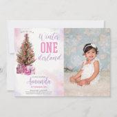 Einladung zum Foto im Winter Onederland zum Geburt (Vorderseite)