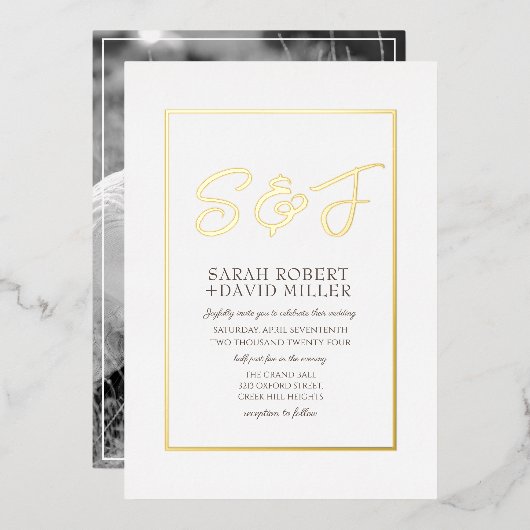 Einladung zum Foto in klassischem Weiß-Rahmen (Vorderseite/Rückseite)