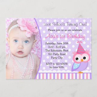 Einladung zum Foto zum 1. Geburtstag (Lila Schale)