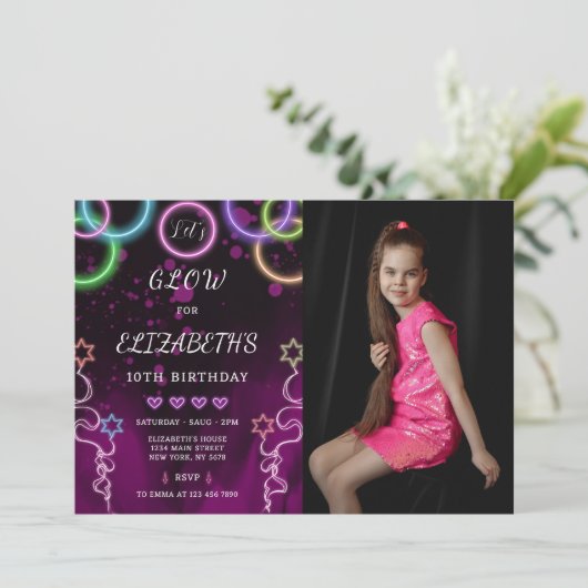 Einladung zum Foto zum Geburtstag (Stehend Vorderseite)