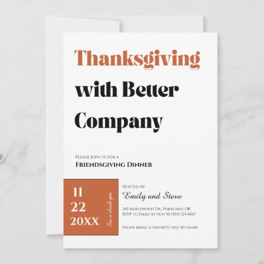 Einladung zum Friendsgiving-Dinner (Vorderseite)