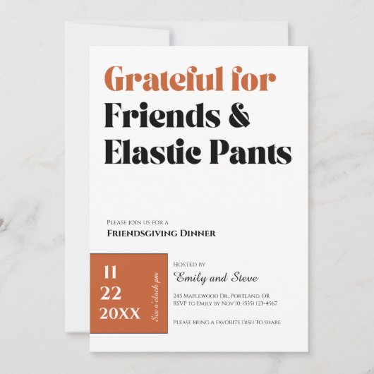 Einladung zum Friendsgiving-Dinner (Vorderseite)
