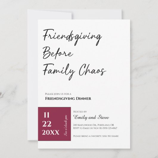 Einladung zum Friendsgiving-Dinner (Vorderseite)