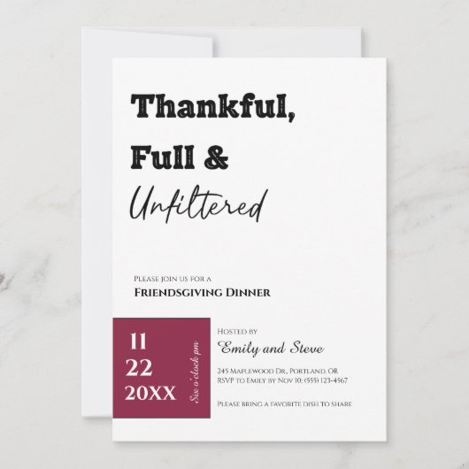 Einladung zum Friendsgiving-Dinner (Vorderseite)