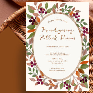 Einladung zum Friendsgiving-Dinner mit Herbstblätt