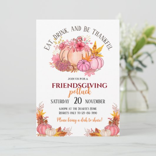 Einladung zum Friendsgiving-Potluck (Stehend Vorderseite)