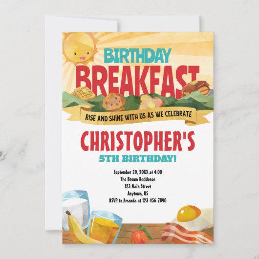 Einladung zum Frühstück am Geburtstag (Vorderseite)