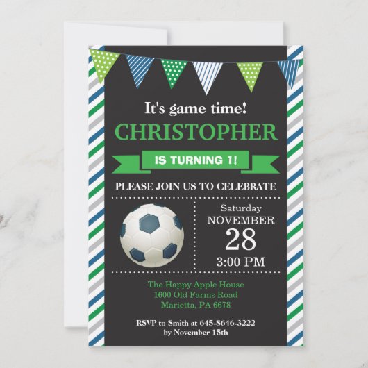 Einladung zum Fußball Geburtstag 1. Geburtstag Par (Vorderseite)